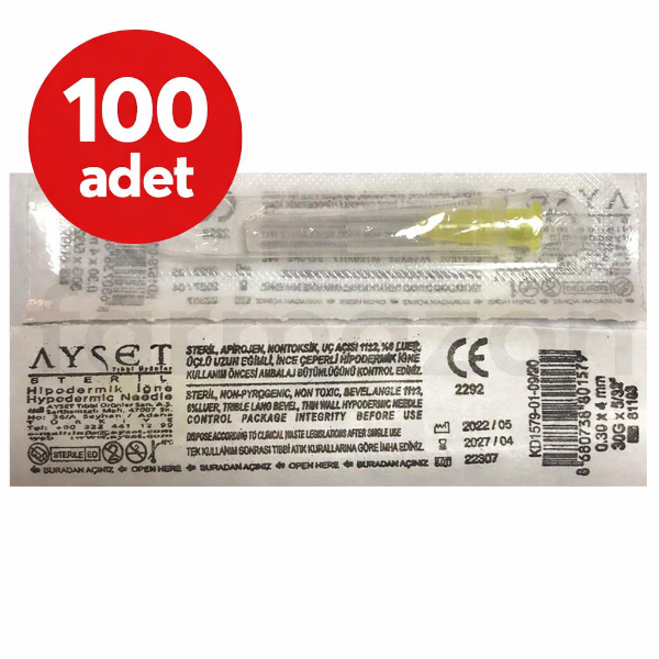 Ayset Mezoterapi İğne Ucu 30G x 4 mm 100'lü